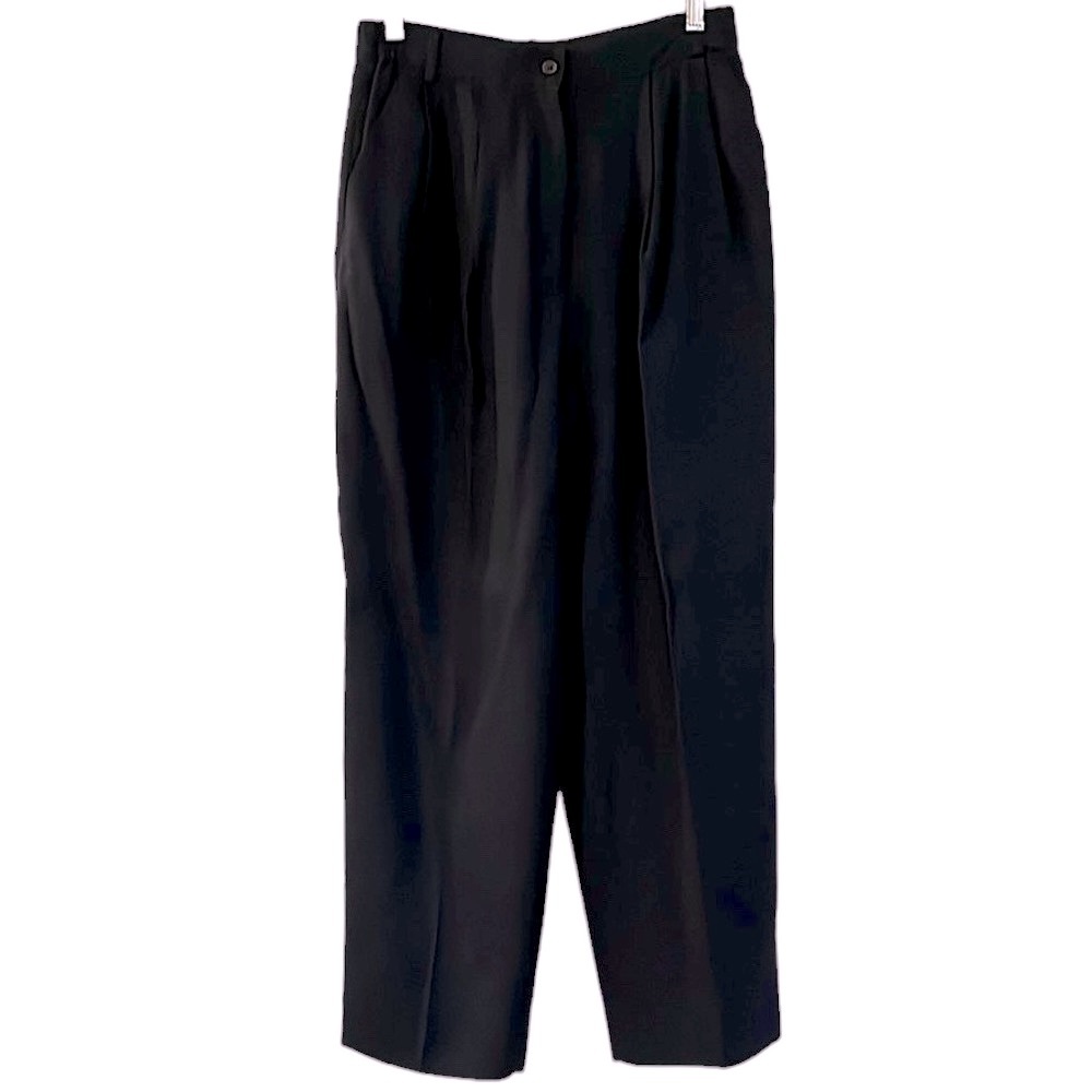 VINTAGE NORM THOMPSON HIGH RISE PLEATED TROUSERS NAVY BLUE SIZE 12P